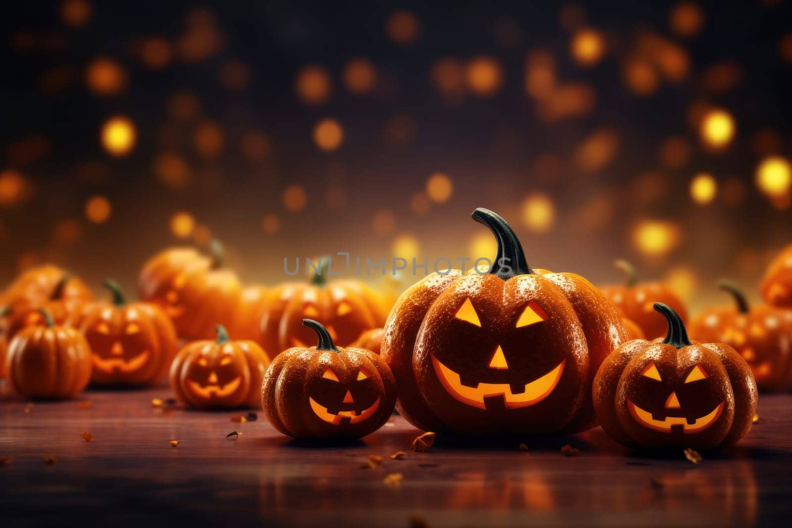 Halloween glitter glow Bokeh Light Background.