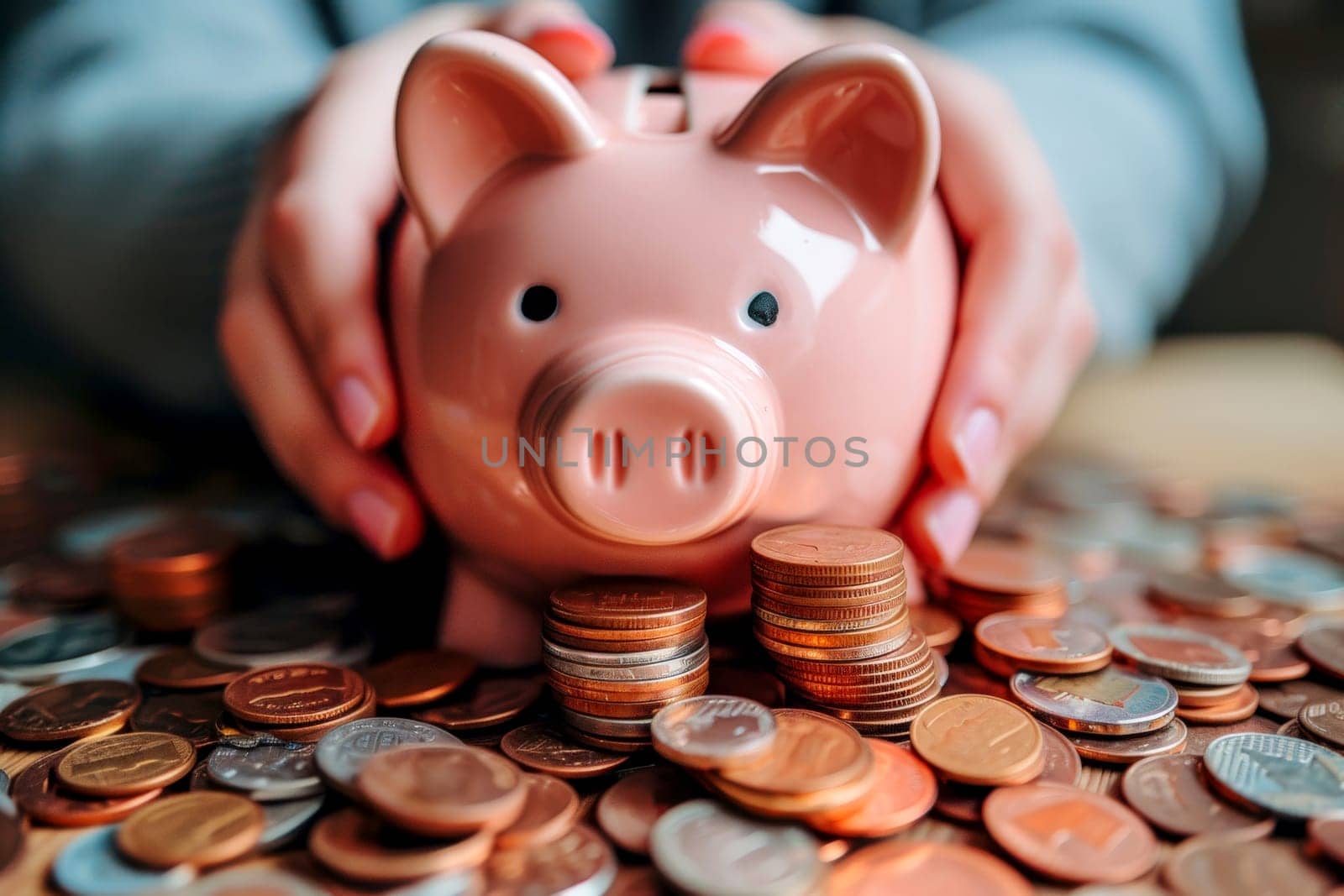 piggy bank money coins saving, financial investment and budget concept, . generative ai.