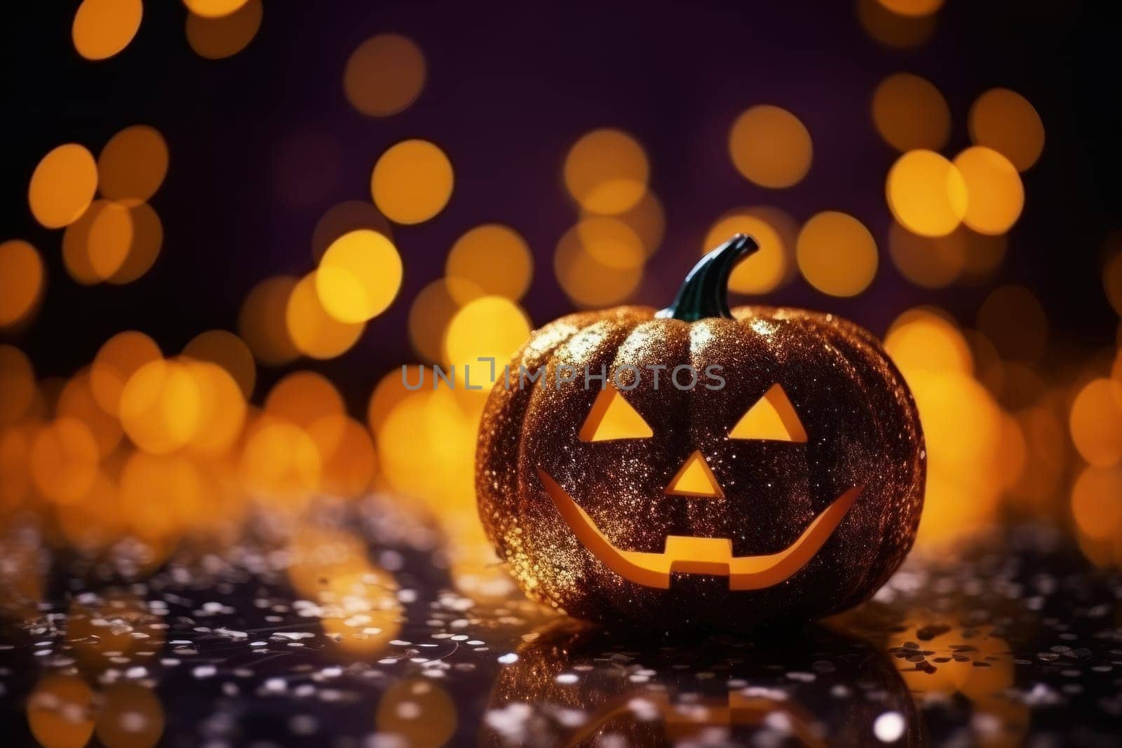 Halloween glitter glow Bokeh Light Background.