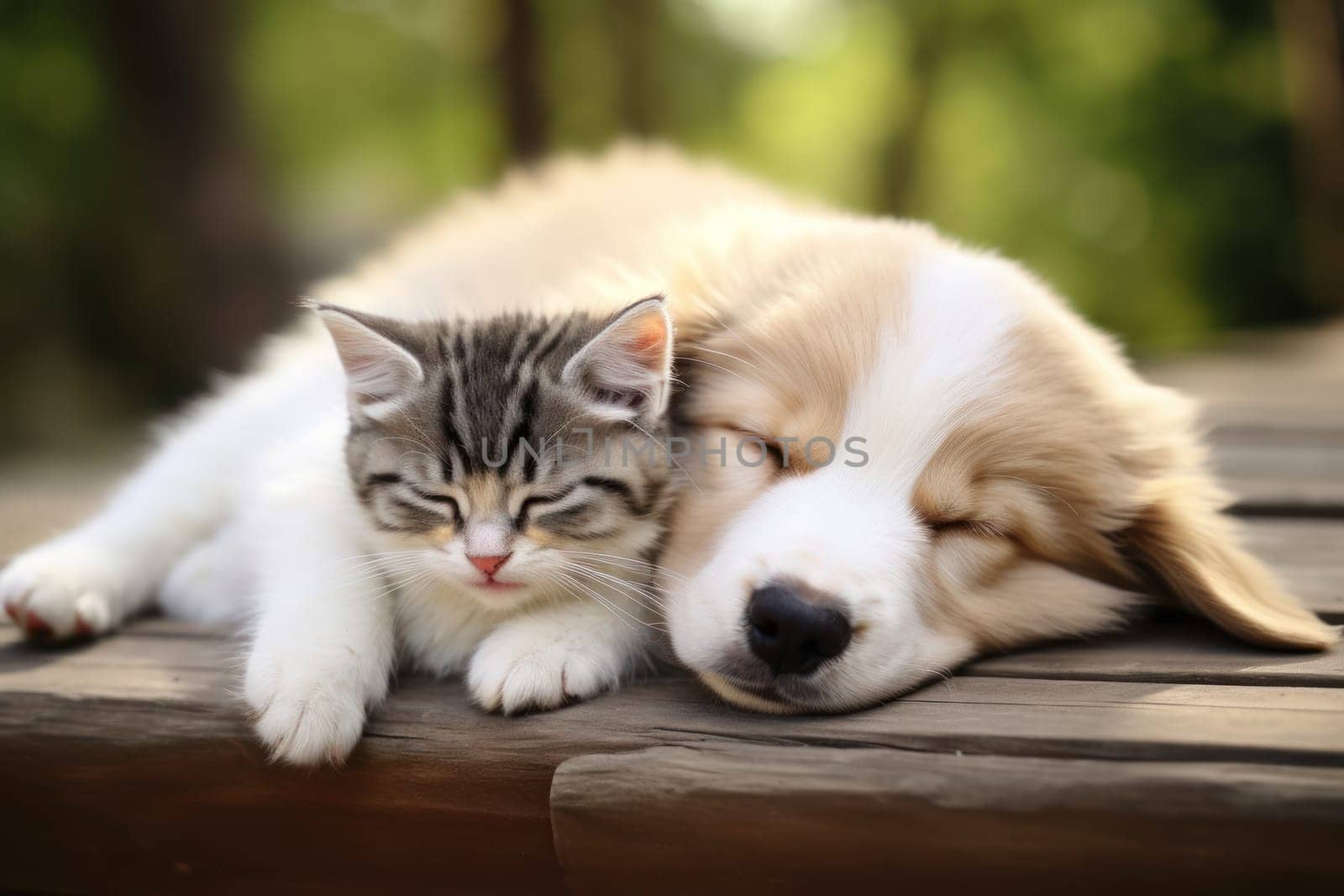 Cute Puppy and kitten Generative AI.