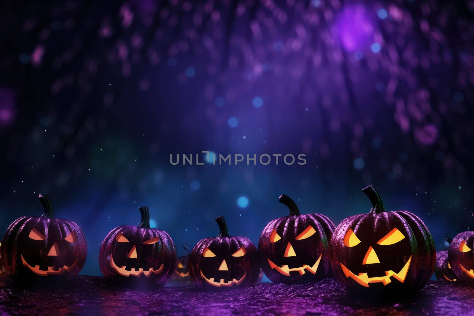 Halloween glitter glow Bokeh Light Background.