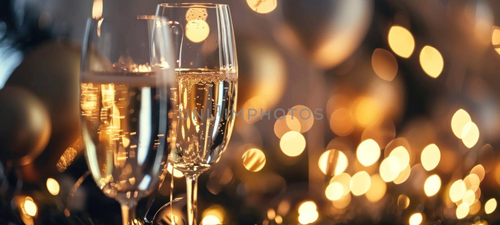 Champagne Glasses with Golden Bokeh by andreyz