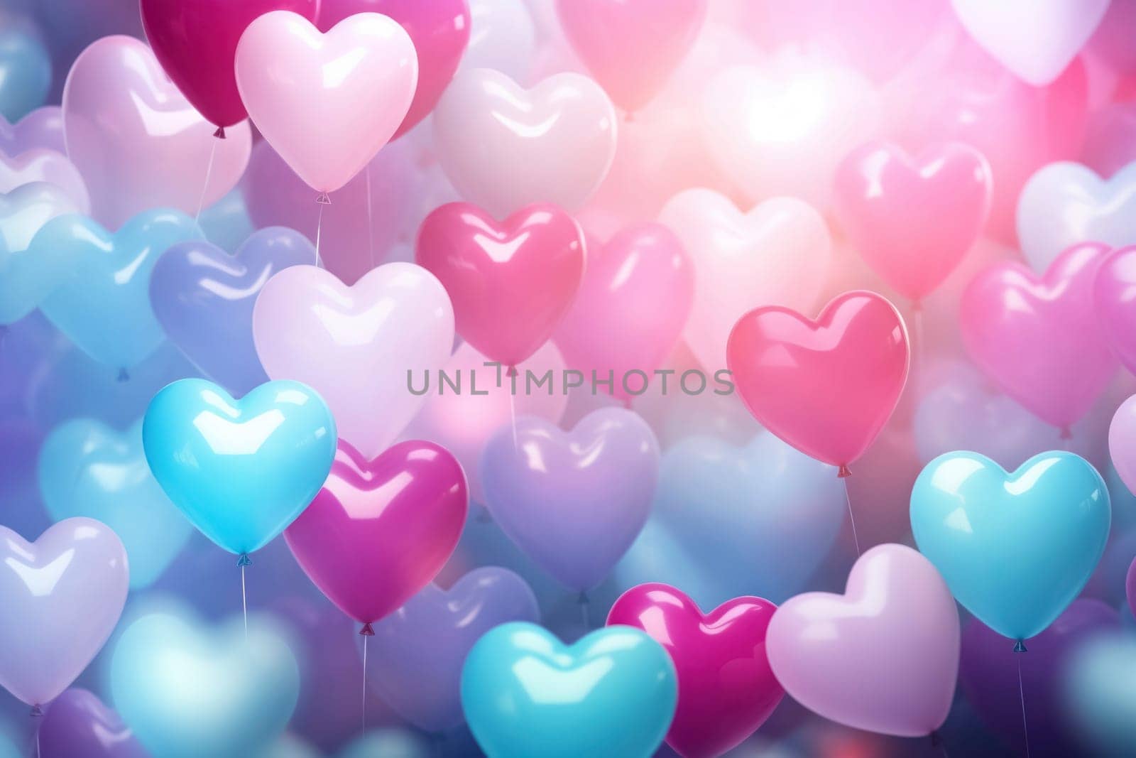 Colorful Heart Balloons Bokeh Background by andreyz