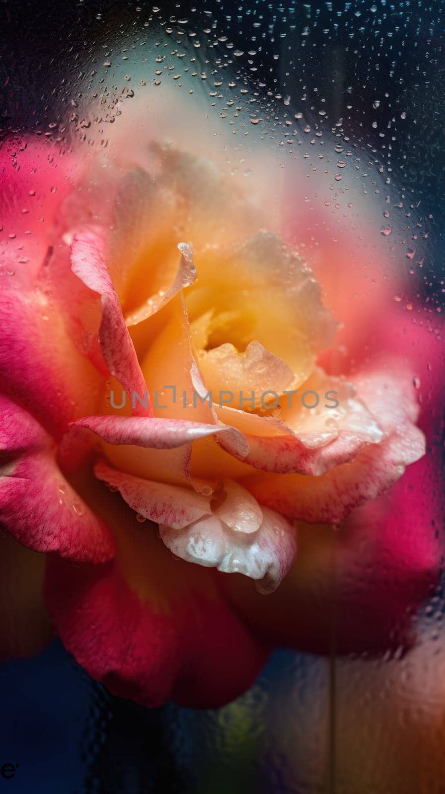 Background of blooming flowers in front of glass with water drops Stock Photo by nijieimu