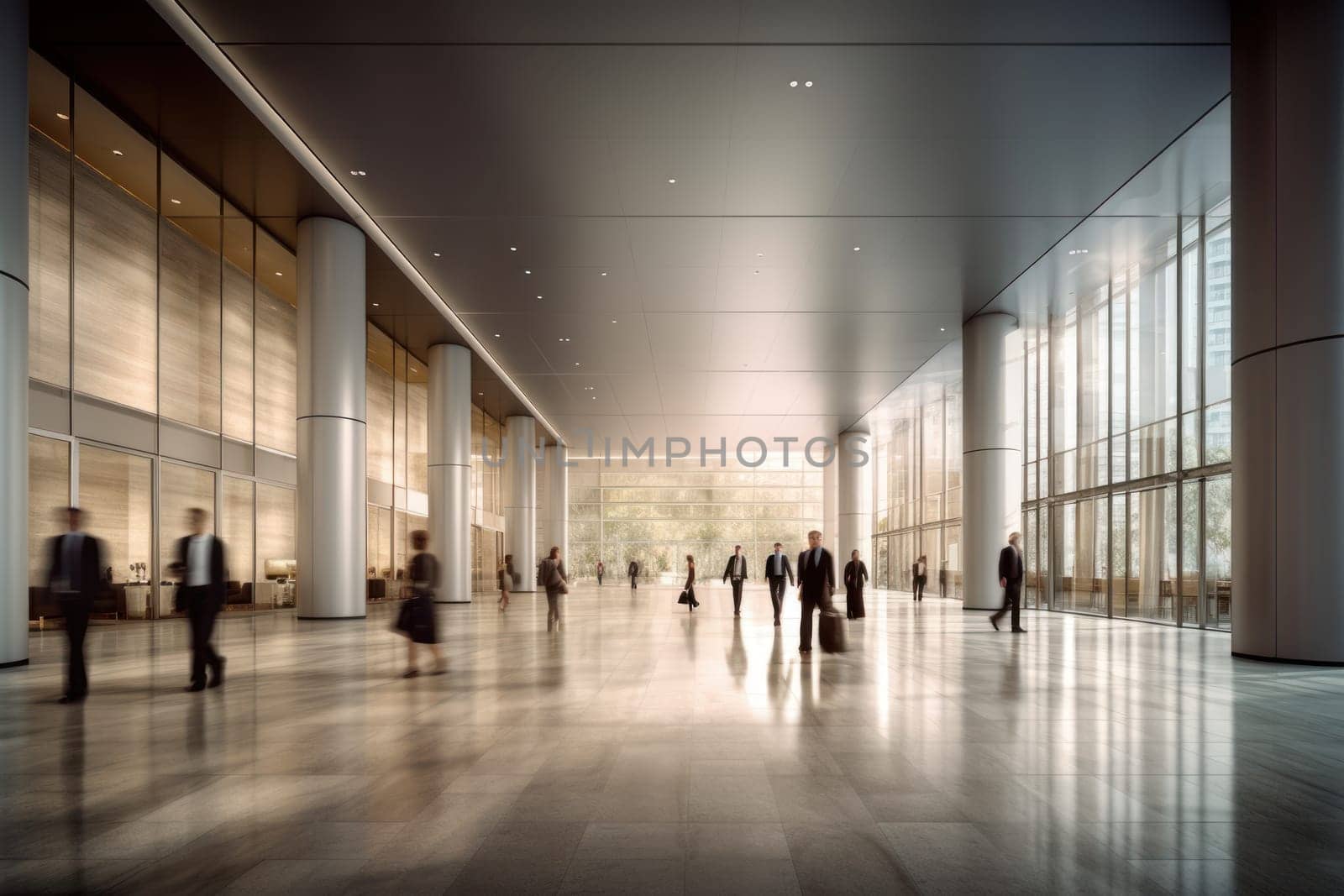 An office building with a huge people flow, fast shutter Business people walking.