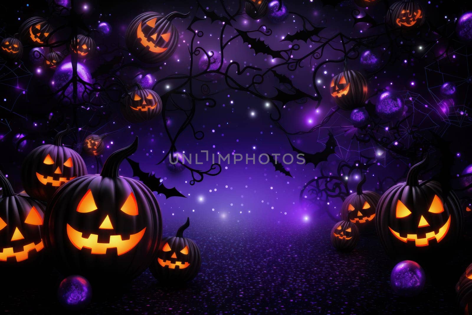 Halloween glitter glow Bokeh Light Background.