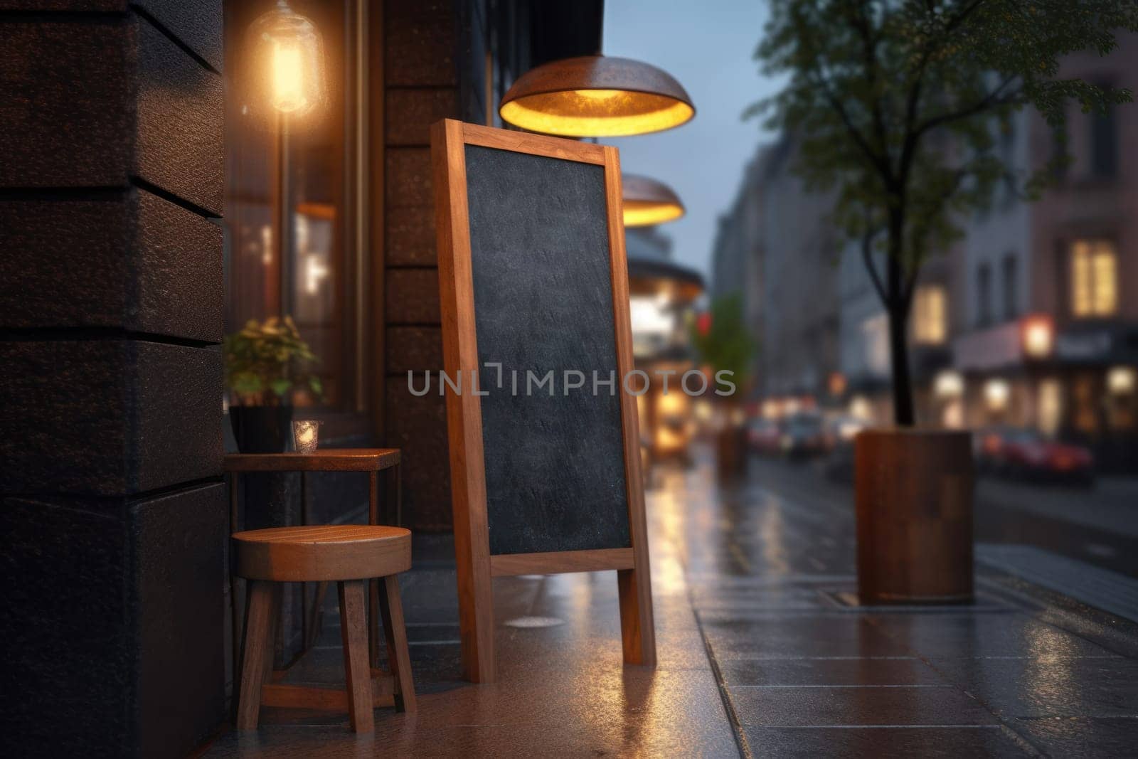 Mockup outdoor wall store shop sign outside restaurant.