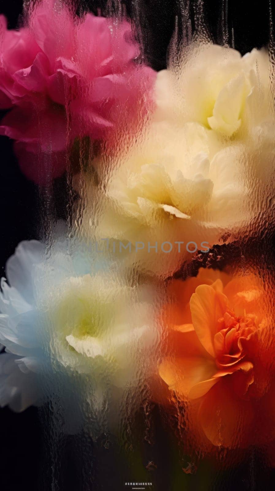 Background of blooming flowers in front of glass with water drops Stock Photo by nijieimu
