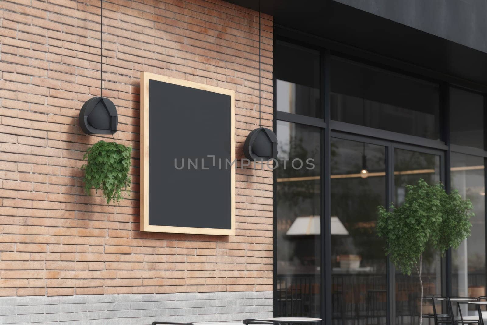 Mockup outdoor wall store shop sign outside restaurant.
