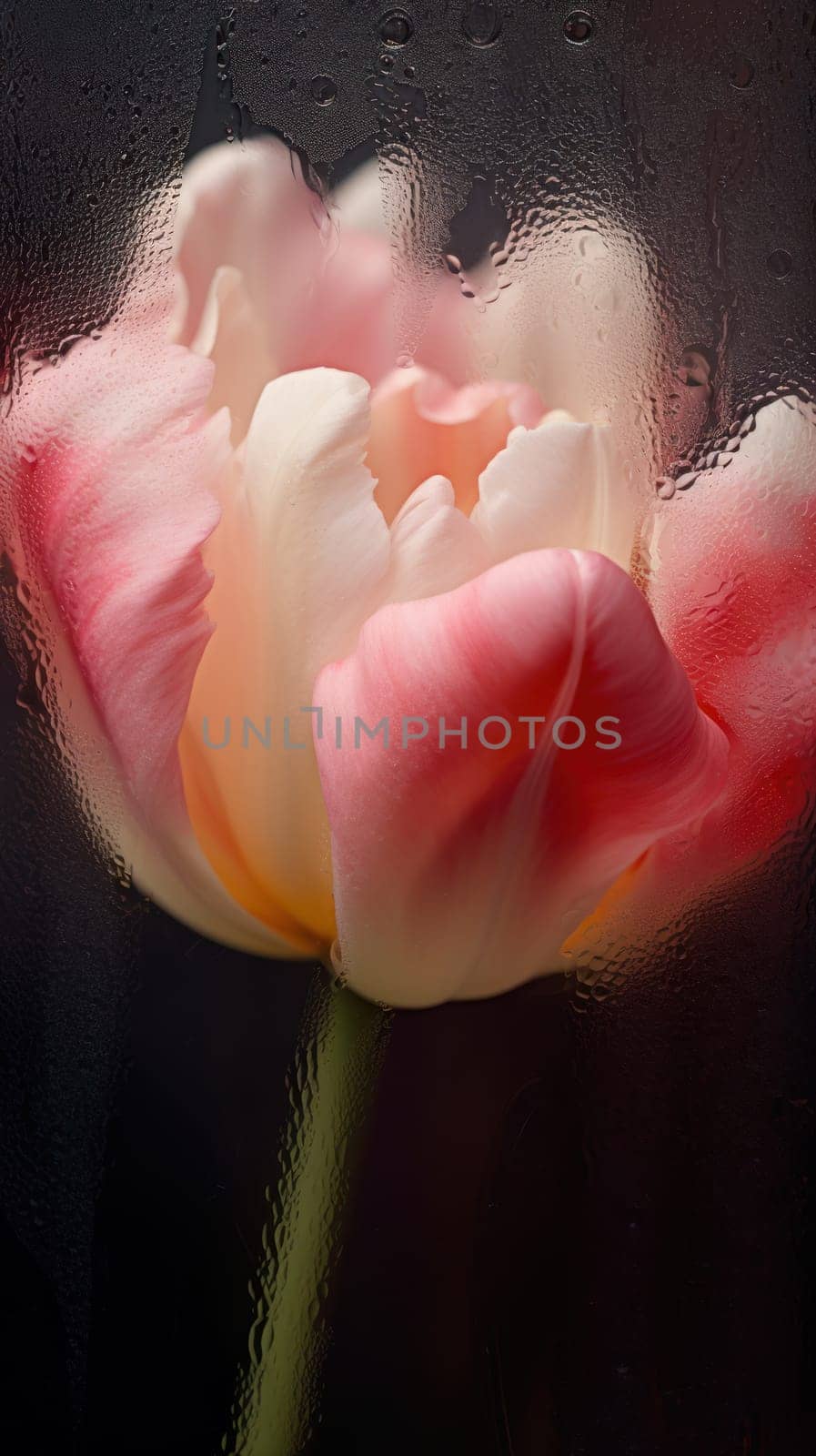 Background of blooming flowers in front of glass with water drops Stock Photo by nijieimu