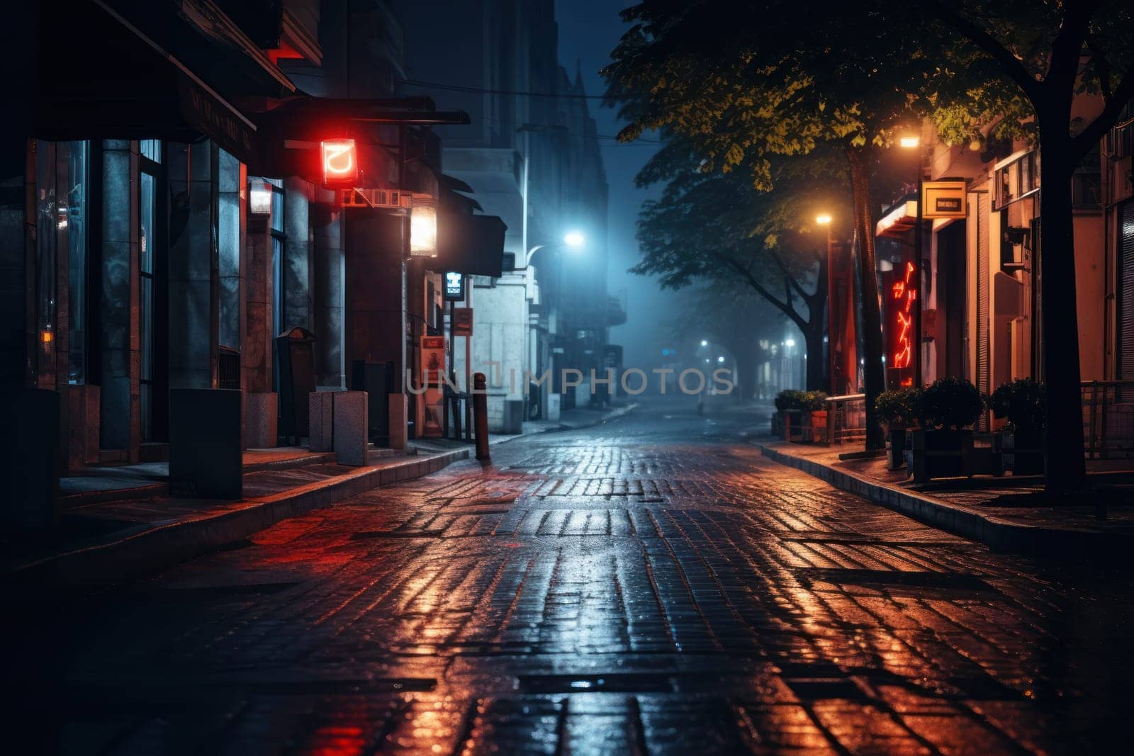 At night street city unsplash Generative AI.