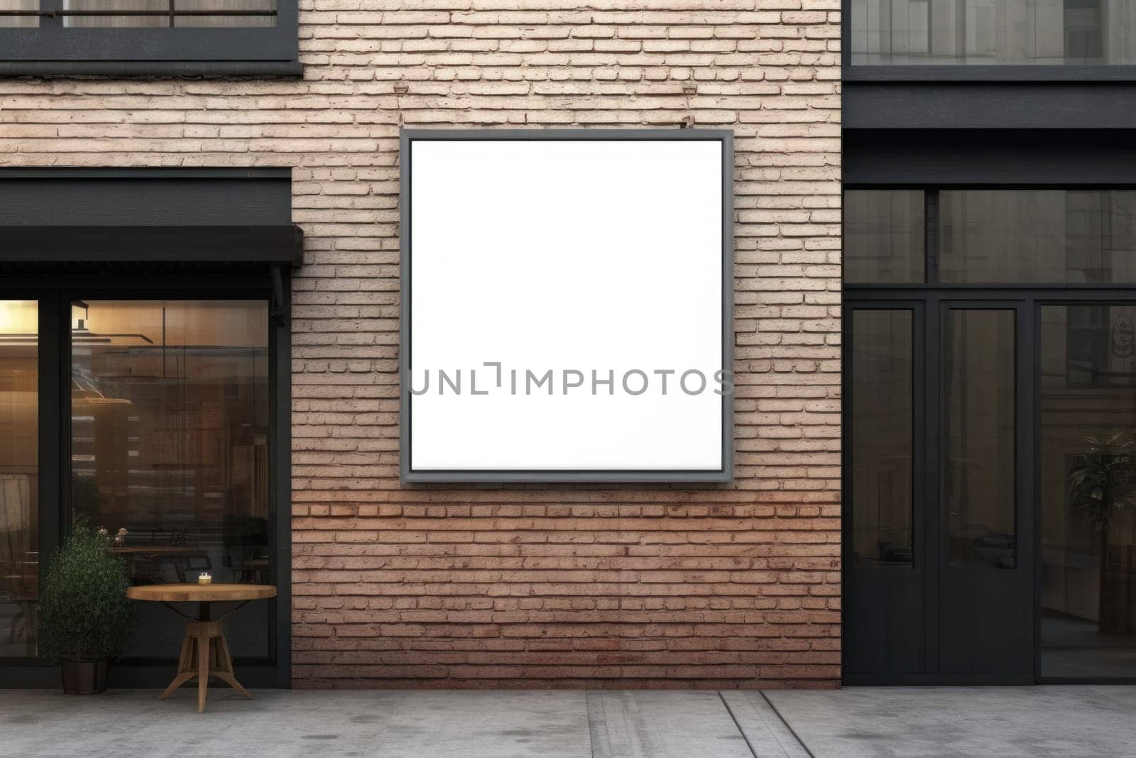 Mockup outdoor wall store shop sign outside restaurant.