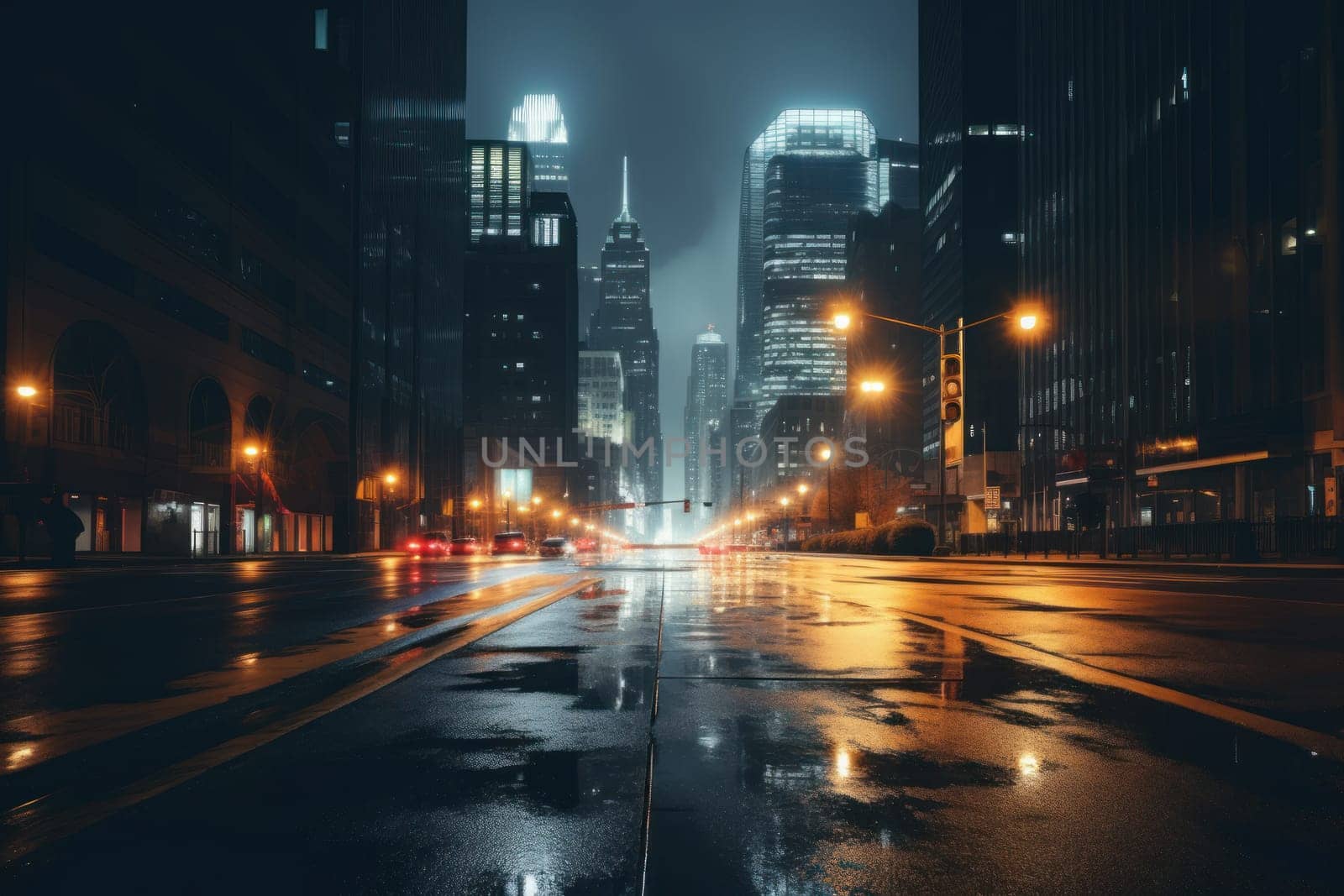 At night street city unsplash Generative AI.
