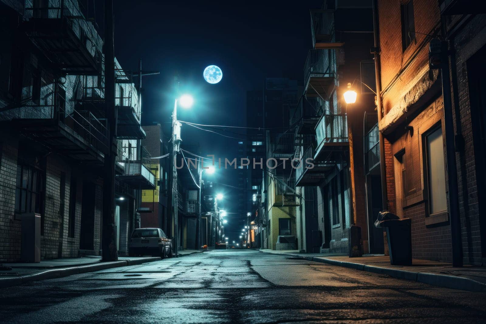 At night street city unsplash Generative AI.