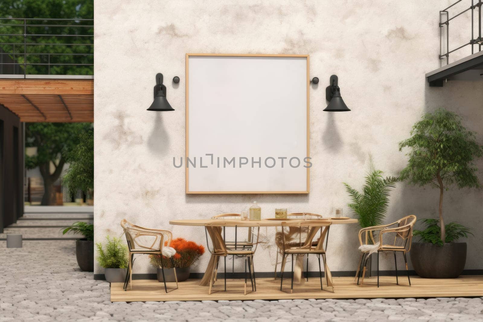 Mockup outdoor wall store shop sign outside restaurant.