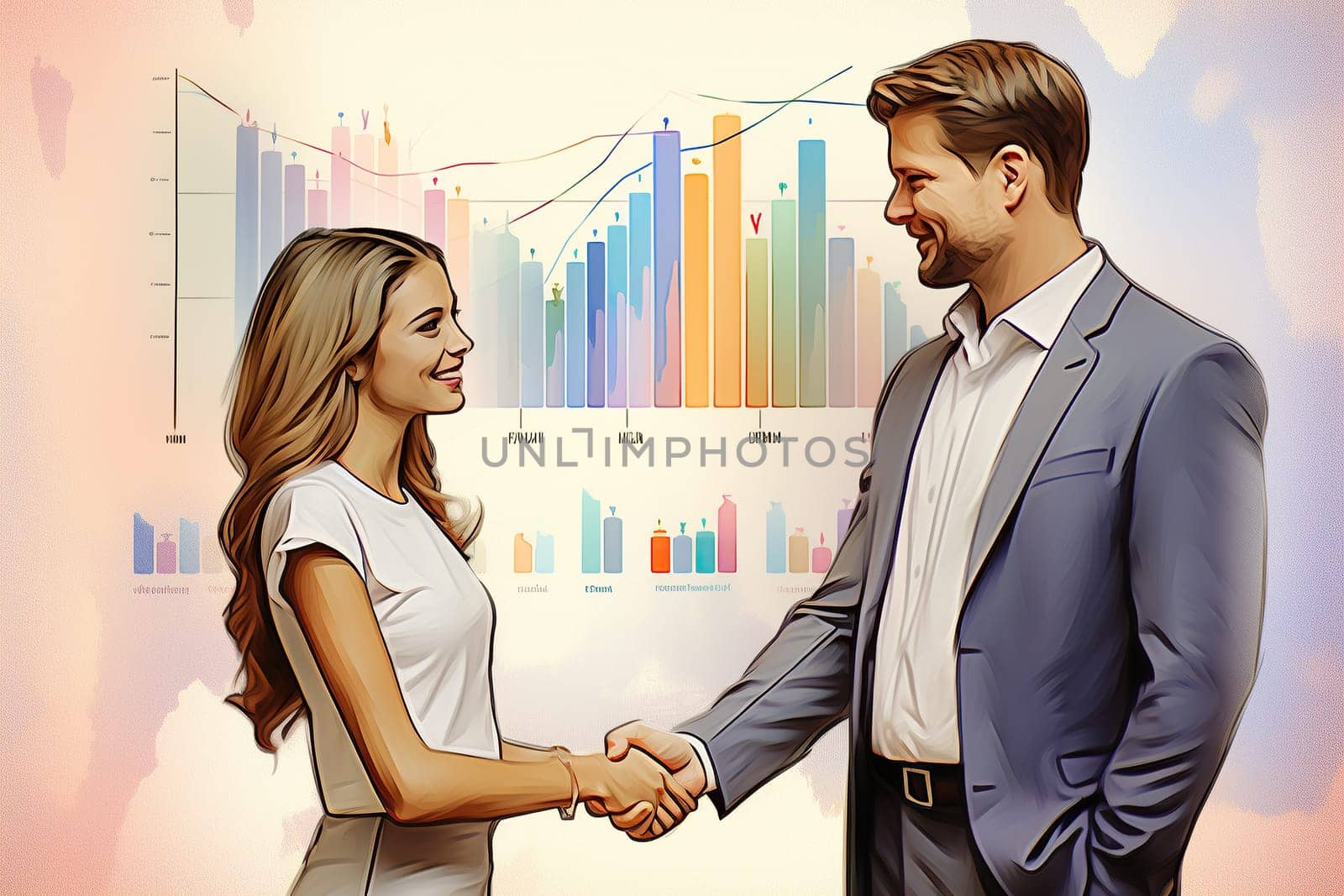Business partnership gesture, Making handshake deal.