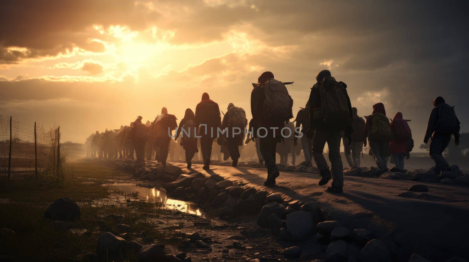 Migrants crossing the border on foot by natali_brill