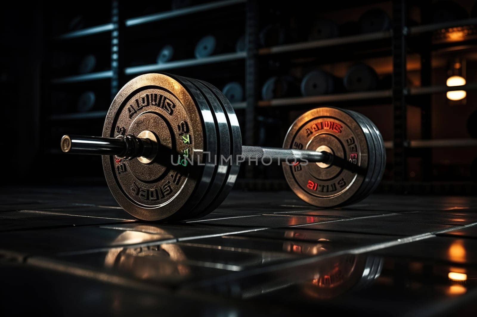 Heavy barbell for training in the gym. Strength exercise concept.