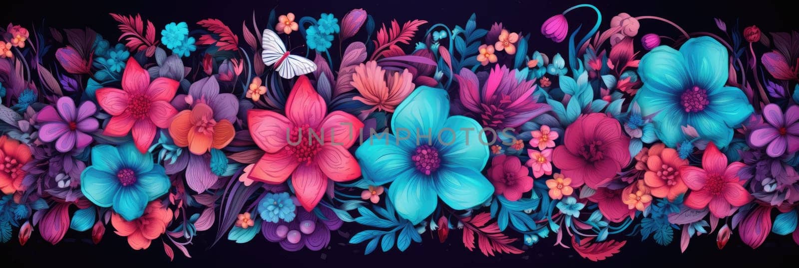 Bright background with a floral pattern. Wide format banner by natali_brill