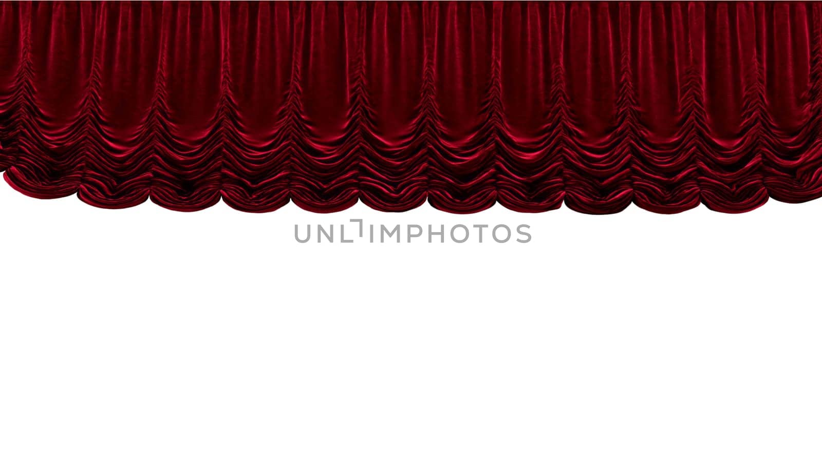 3d render Red rising theater curtain with alpha channel in 4k