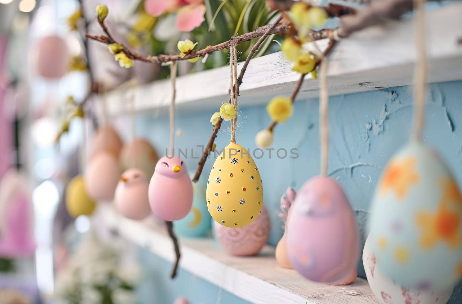 A mesmerizing view of a cluster of eggs hanging delicately from a branch, offering a promising symbol of new life