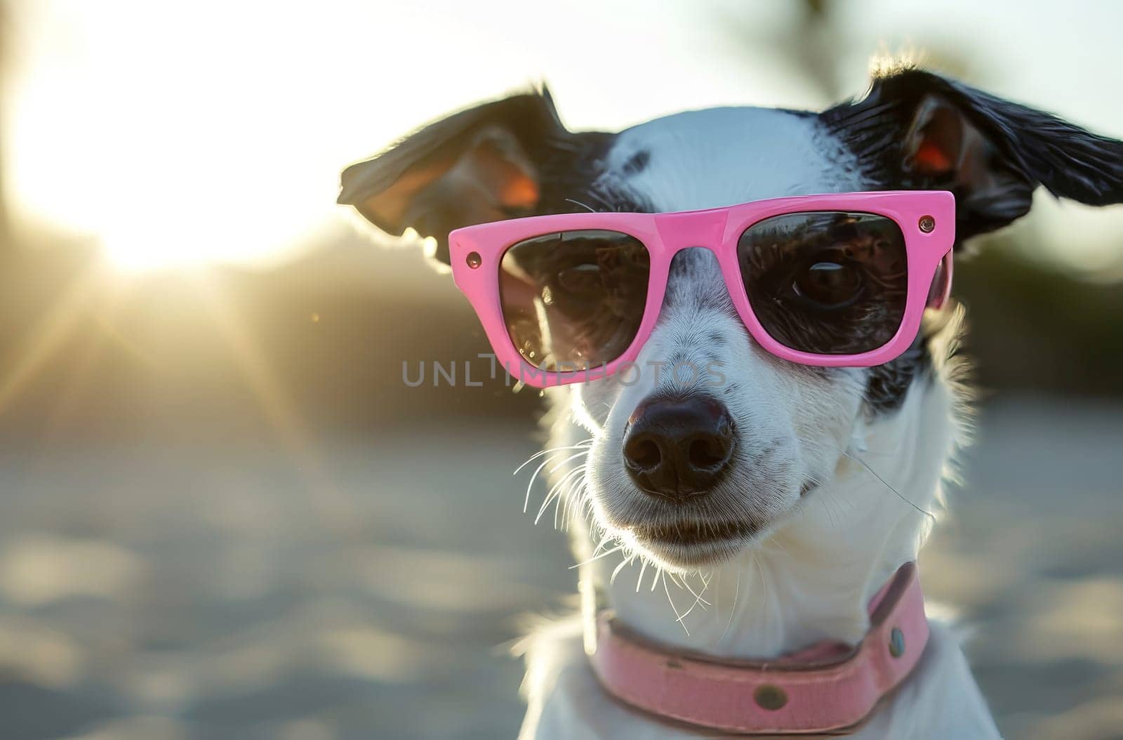 Dog Wearing Pink Sunglasses and Collar For a Stylish Look by gcm