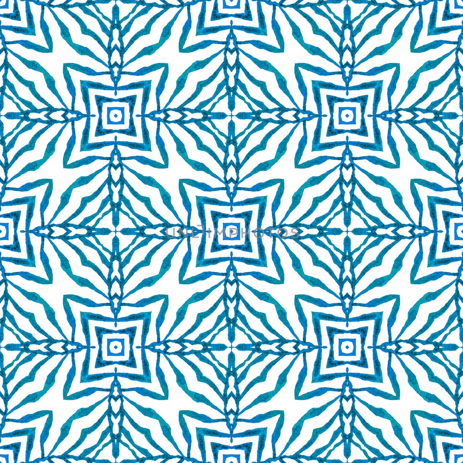 Textile ready positive print, swimwear fabric, wallpaper, wrapping. Blue unique boho chic summer design. Exotic seamless pattern. Summer exotic seamless border.