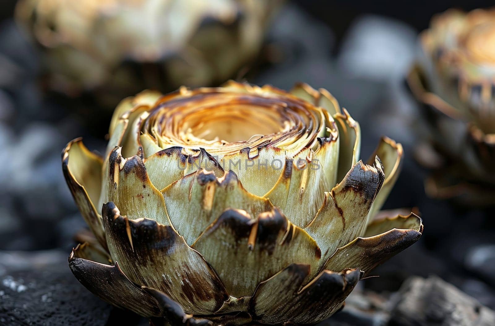 A captivating close-up of a delicate flower gracefully perched on a rugged rock