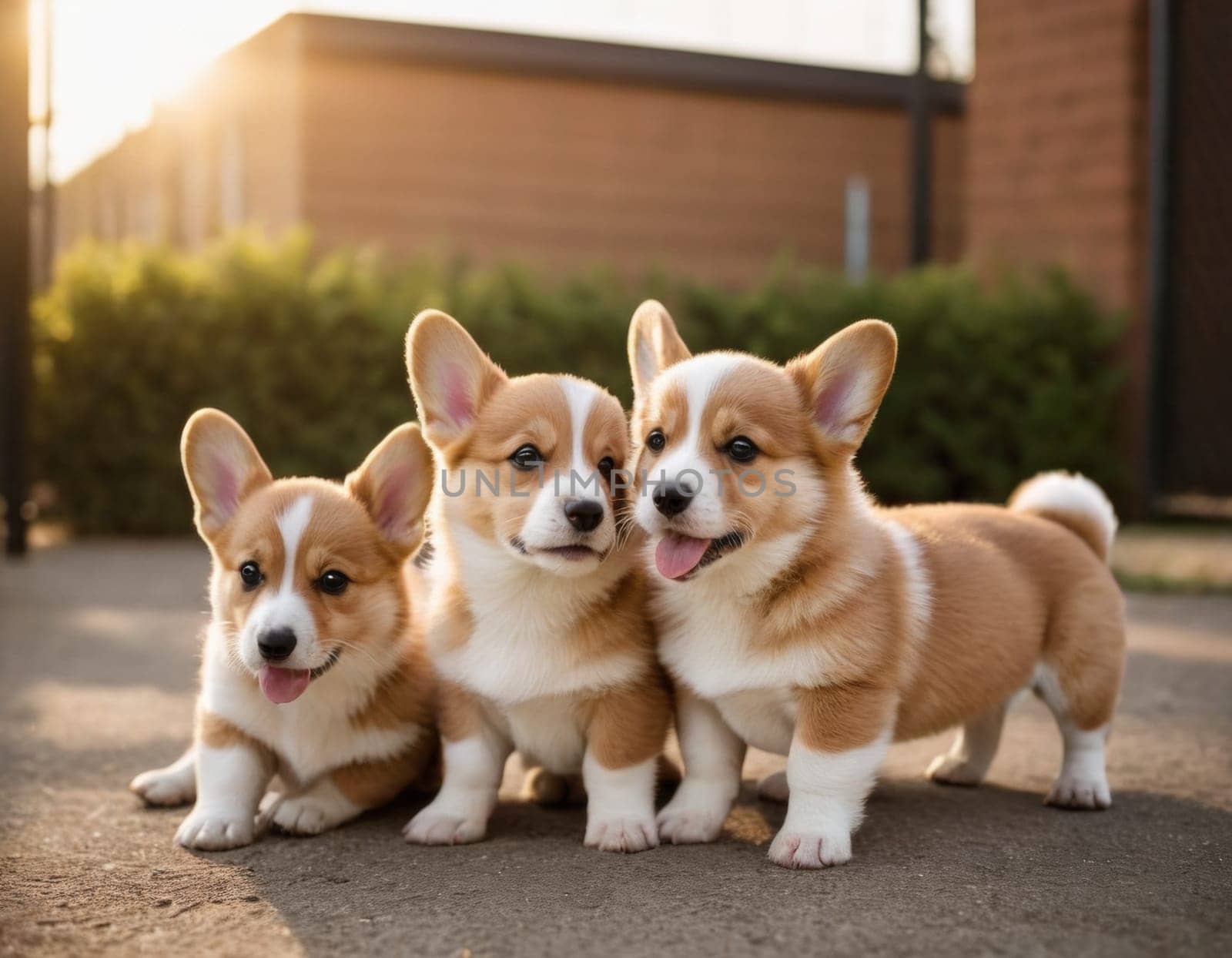 Cute corgi puppies. AI generation