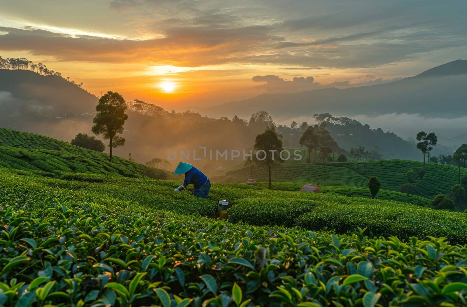 Dawn harvest in the tea gardens by gcm