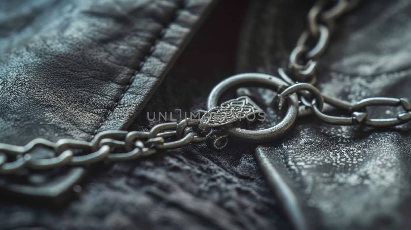 Ornate clasp on leather texture. AI generated. by ChikaArt