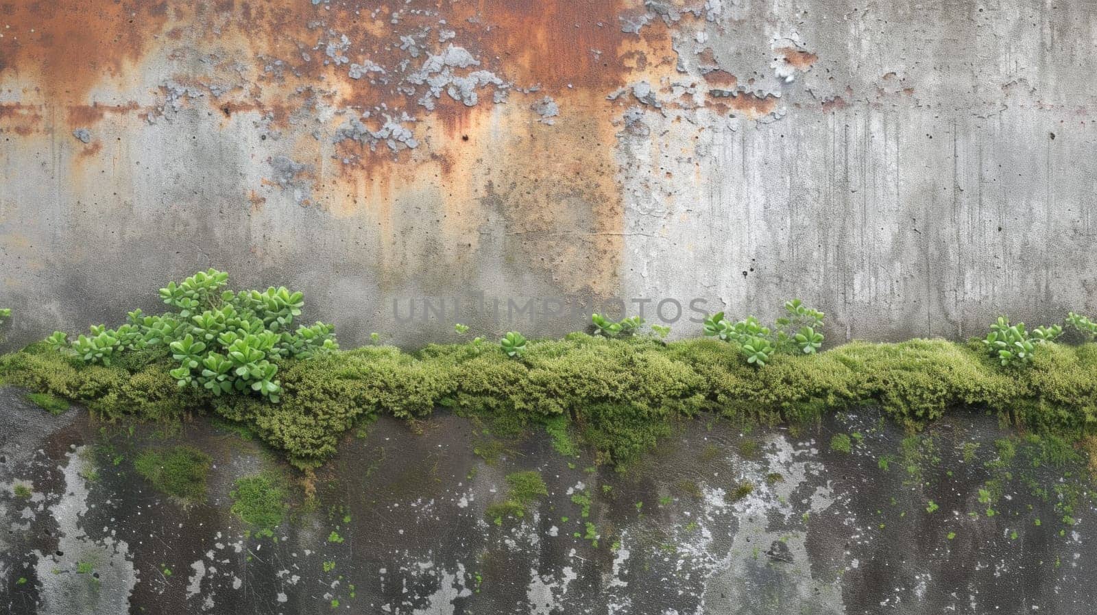 Embrace of nature on weathered concrete. AI generated. by ChikaArt