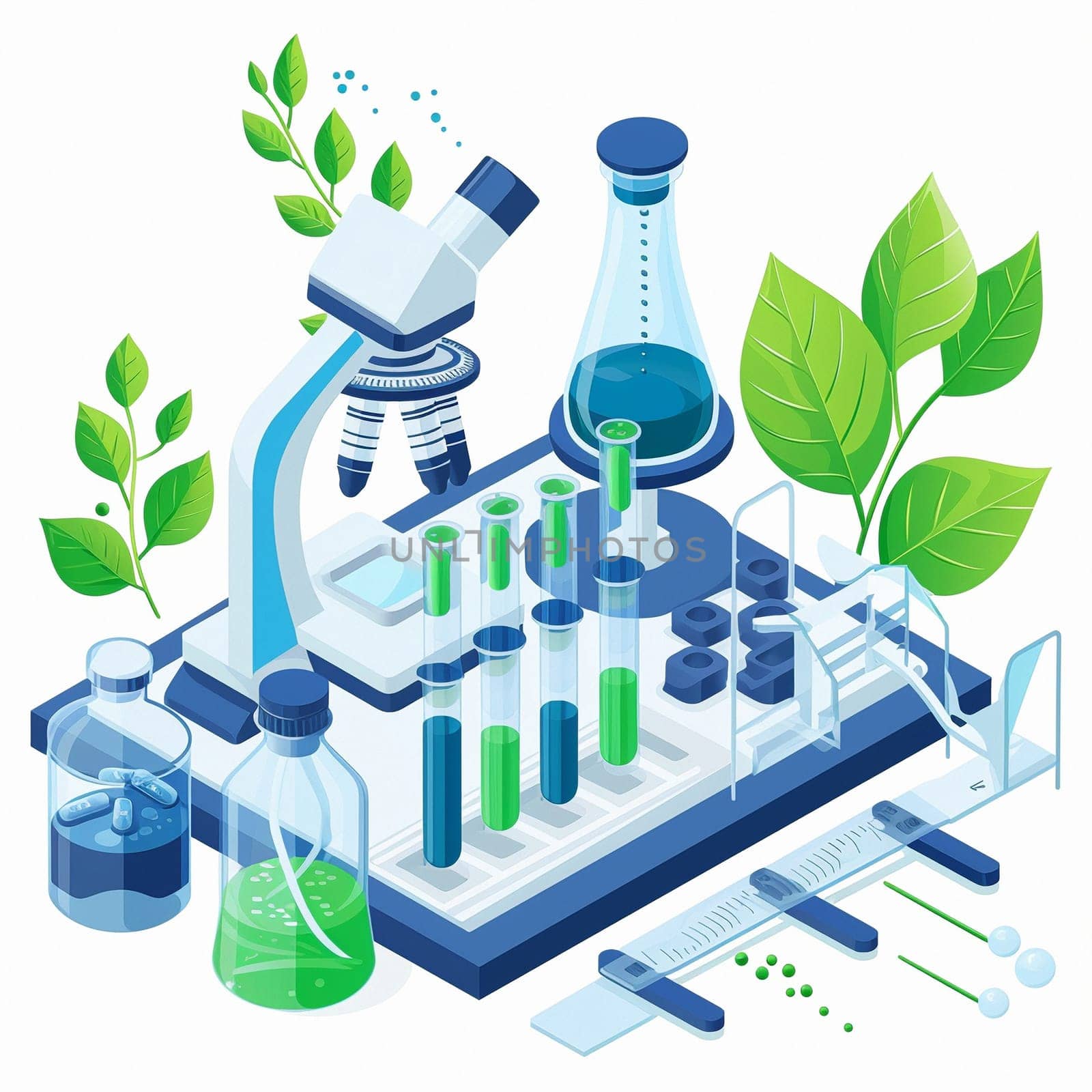 project teamwork in medicine, science and biology. isometric illustration by NeuroSky