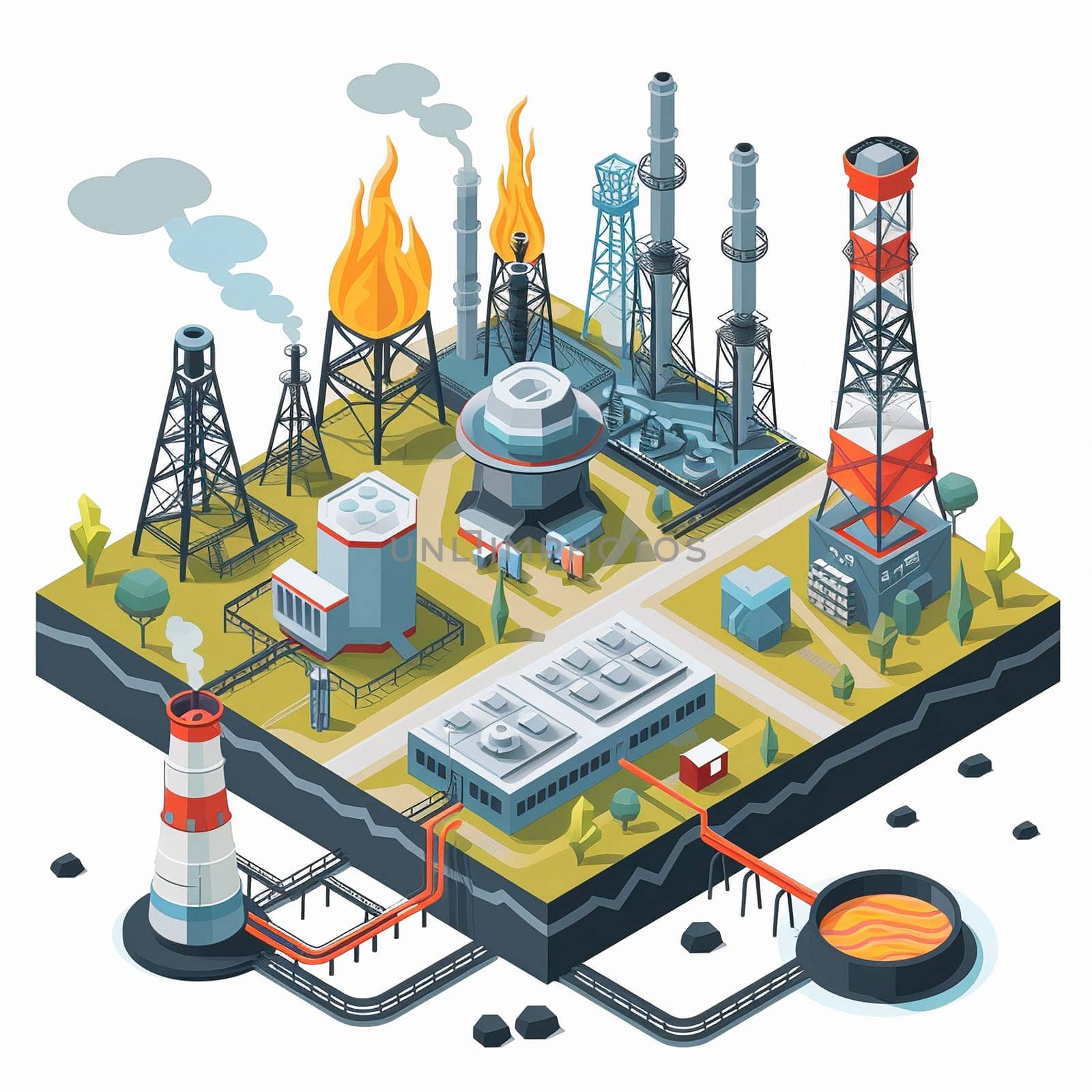 project teamwork in the field of oil production. isometric illustration. High quality illustration