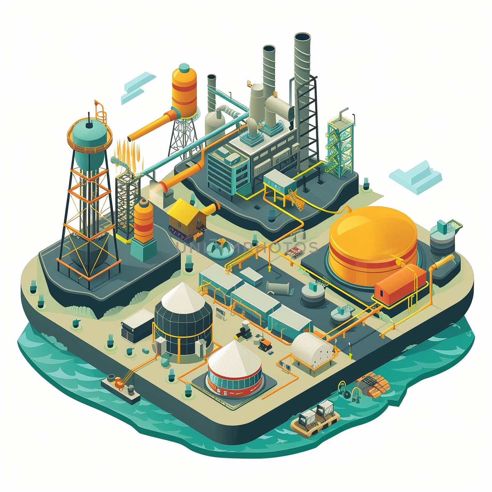 project teamwork in the field of oil production. isometric illustration. High quality illustration