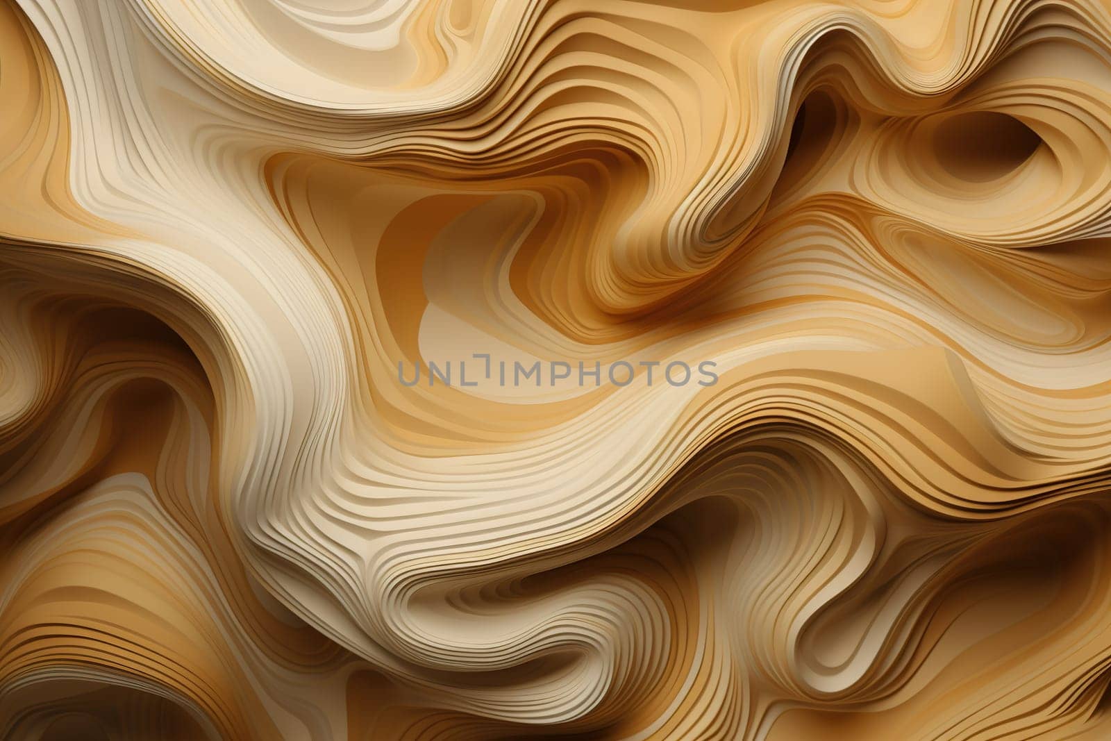 Fluid beige topography with wavy textures, perfect for neutral-themed designs, organic backgrounds, or modern abstract art installations. Generative AI