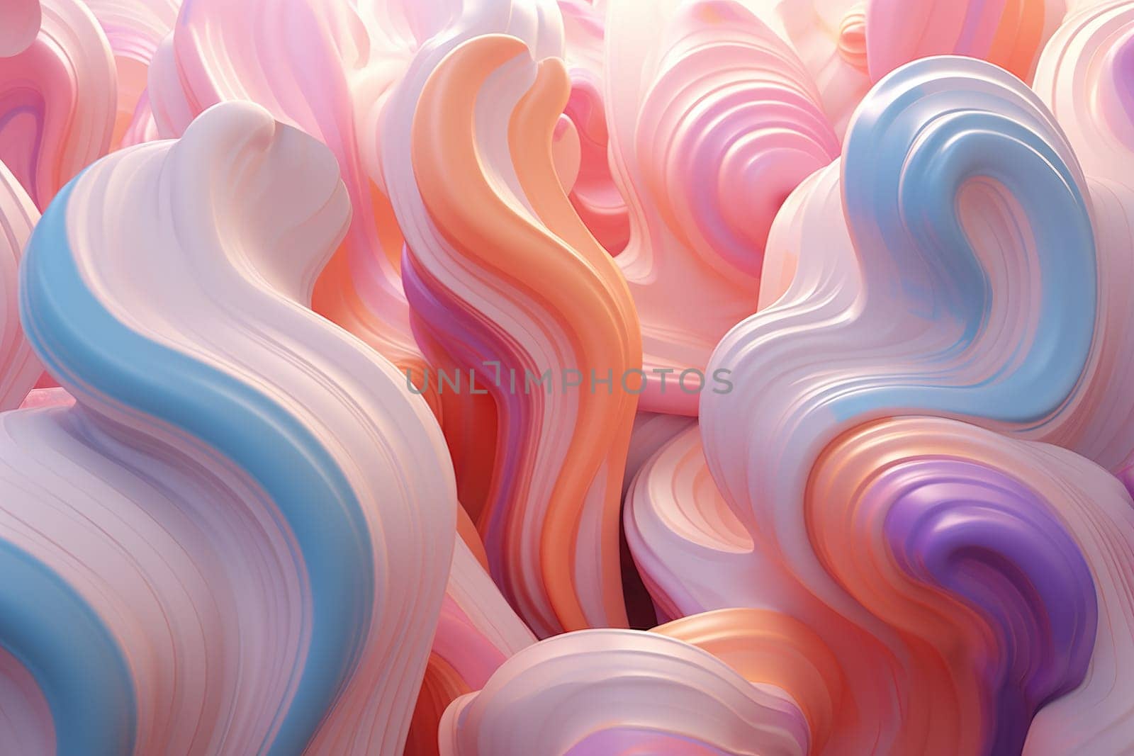 Soft pastel waves blend in a smooth, flowing abstract design, ideal for tranquil backgrounds or creative graphic elements. Generative AI. by creativebird