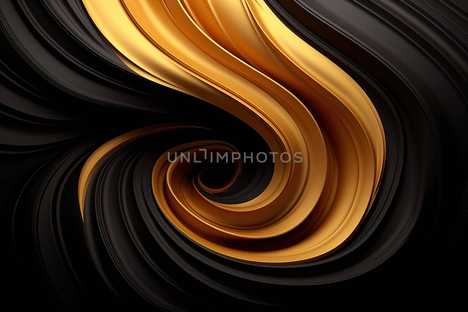 Majestic swirls of black and gold create a luxurious abstract ideal for premium branding and opulent themes. Generative AI. by creativebird