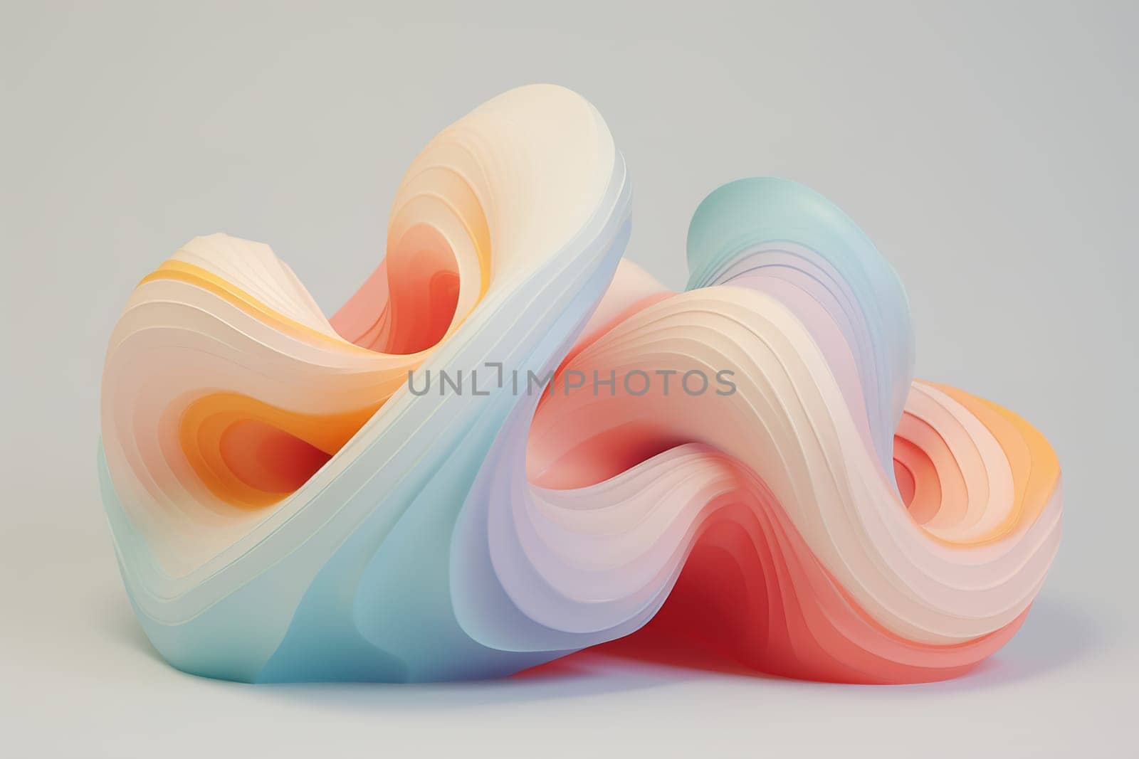 Pastel 3D waves with a playful and airy feel, suitable for cheerful backgrounds, vibrant designs, or creative visual content. Generative AI