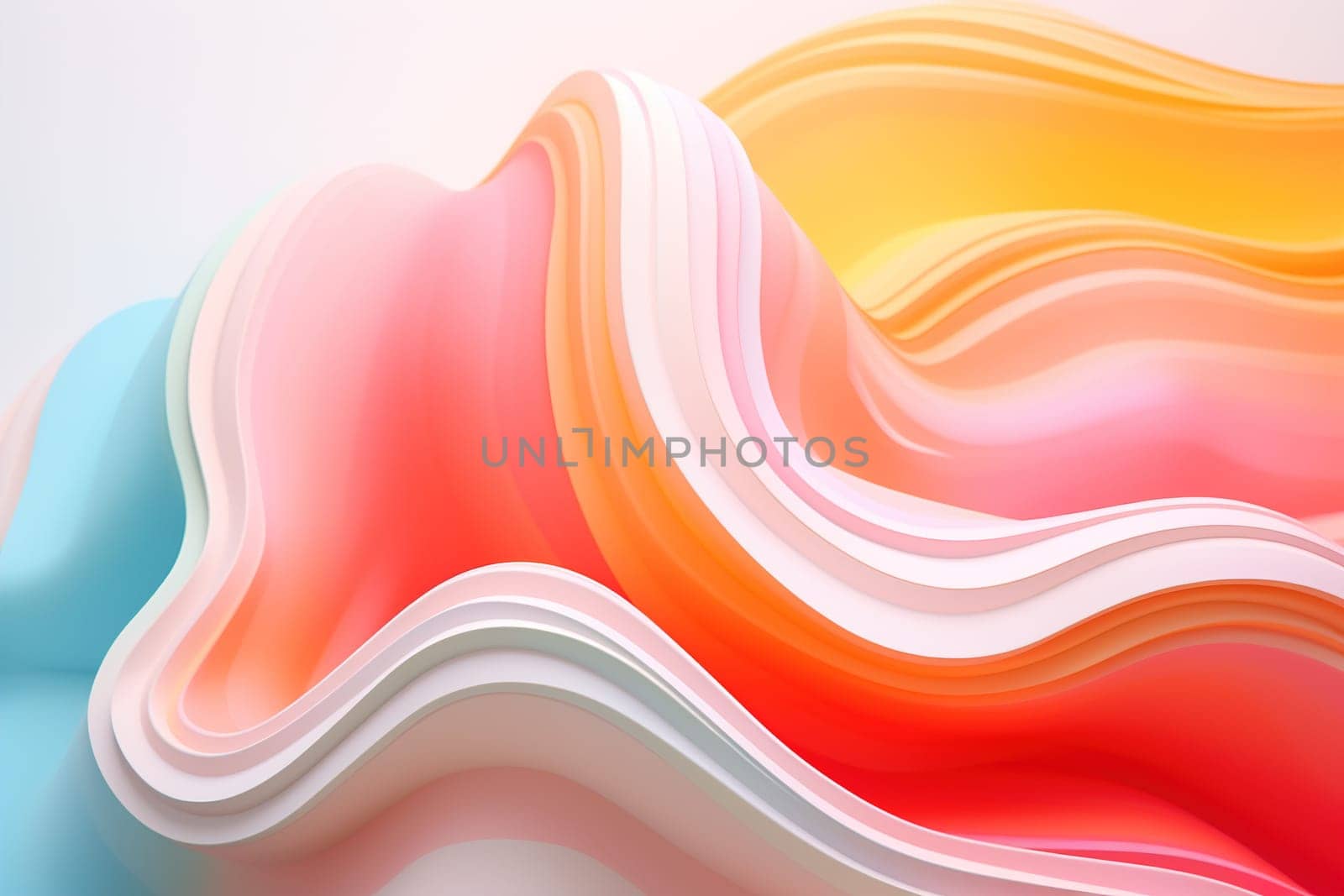 Soft pastel waves blend in a smooth, flowing abstract design, ideal for tranquil backgrounds or creative graphic elements. Generative AI