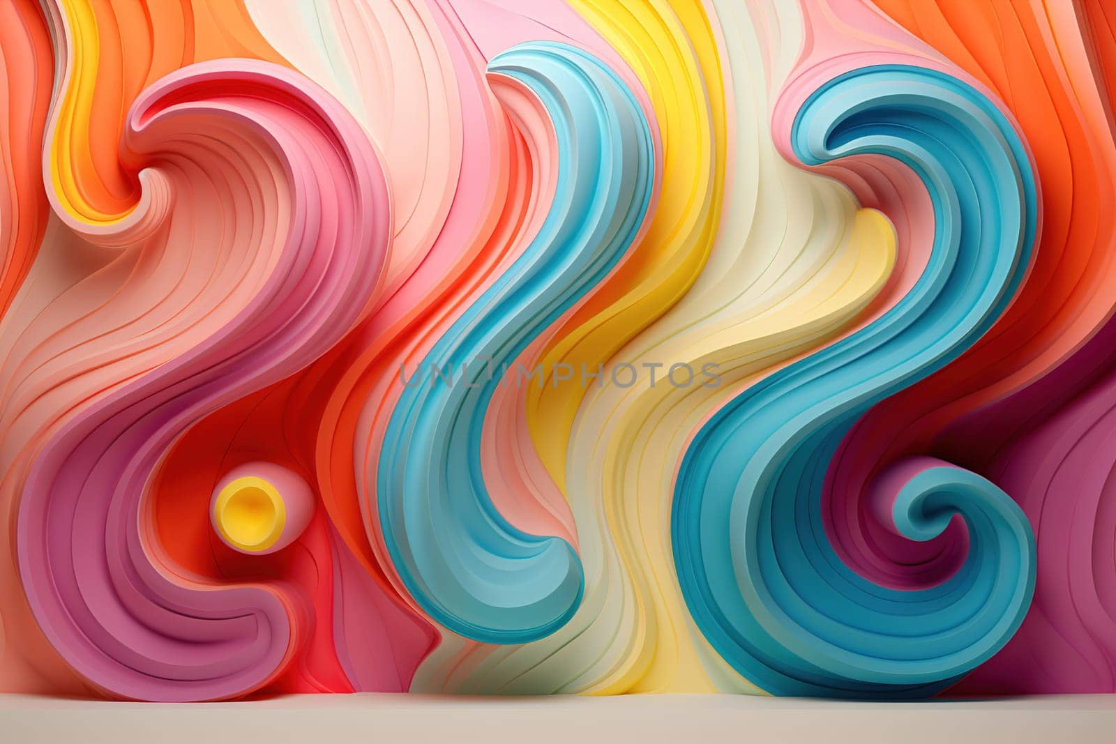 Vibrant pastel swirls in a 3D space, perfect for engaging advertisements and eye-catching web designs. Generative AI