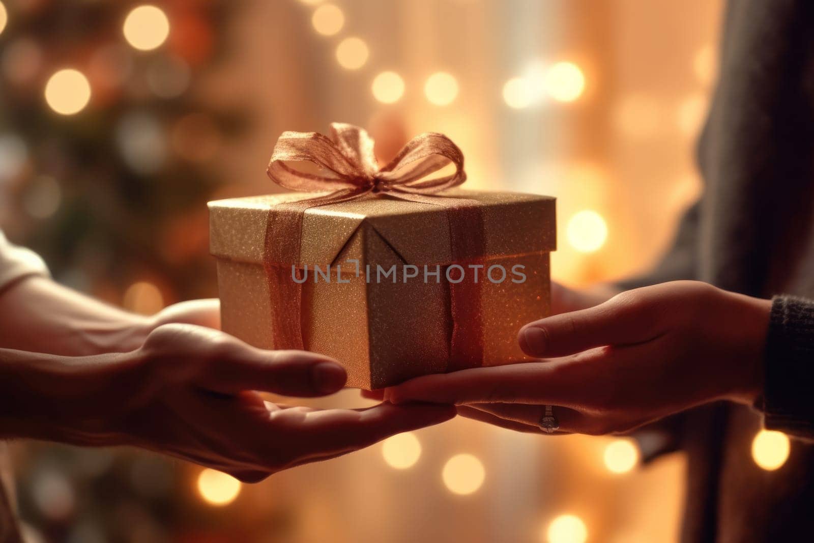 Close-up of hands giving a gift box in festival stock photography concepts by nijieimu