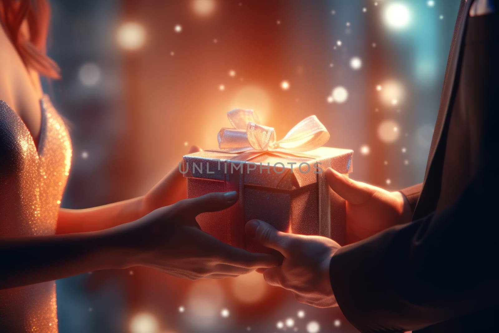 Close-up of hands giving a gift box in festival stock photography concepts by nijieimu