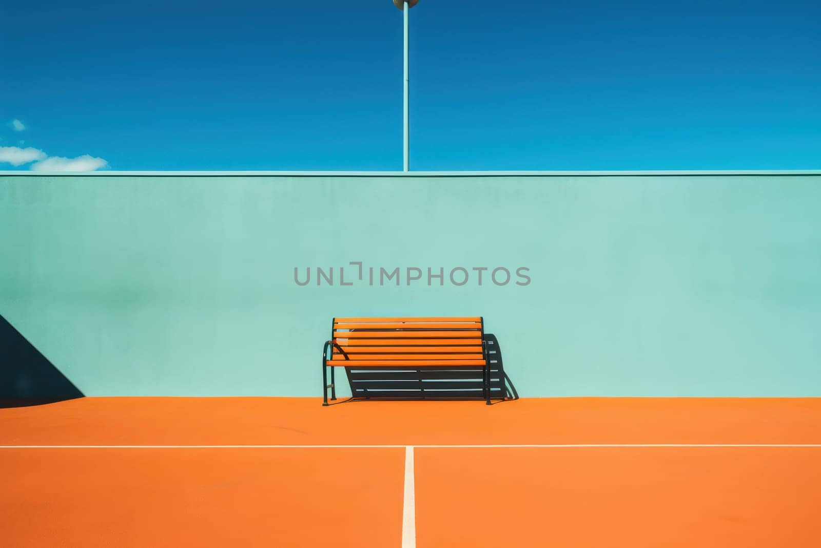 Active Recreation on Green Court: Aerial View of Tennis Match in a Beautiful Stadium with Urban Architecture by Vichizh