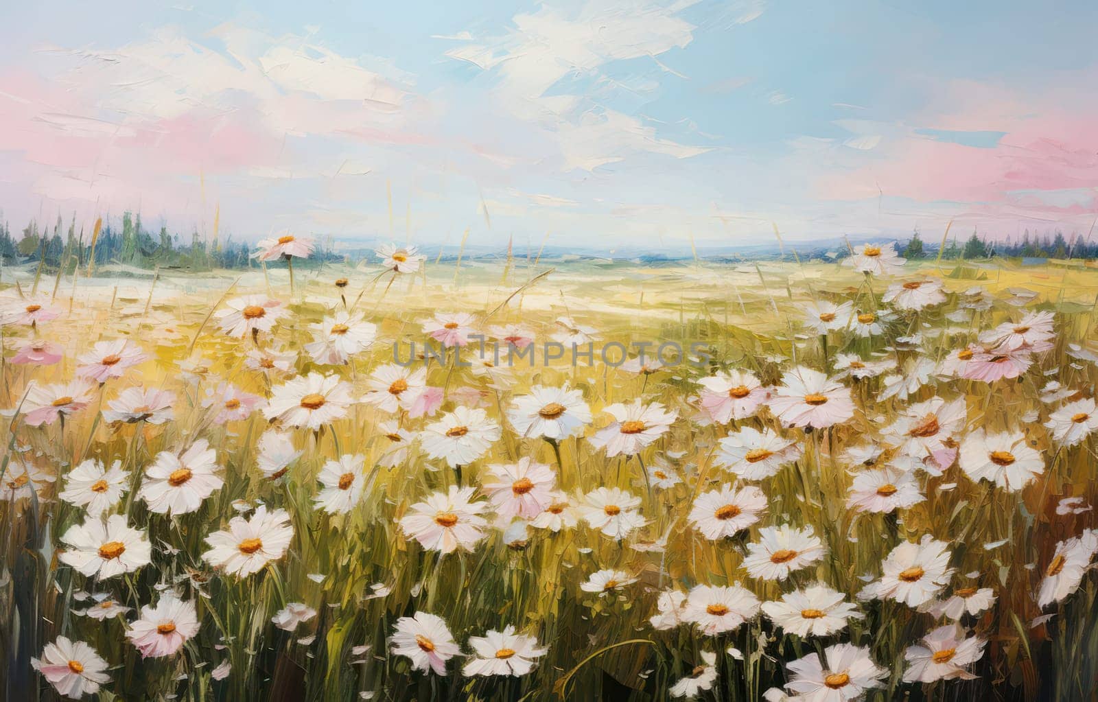 Summer Meadow Bliss: A Vibrant Impressionistic Floral Landscape on Canvas by Vichizh