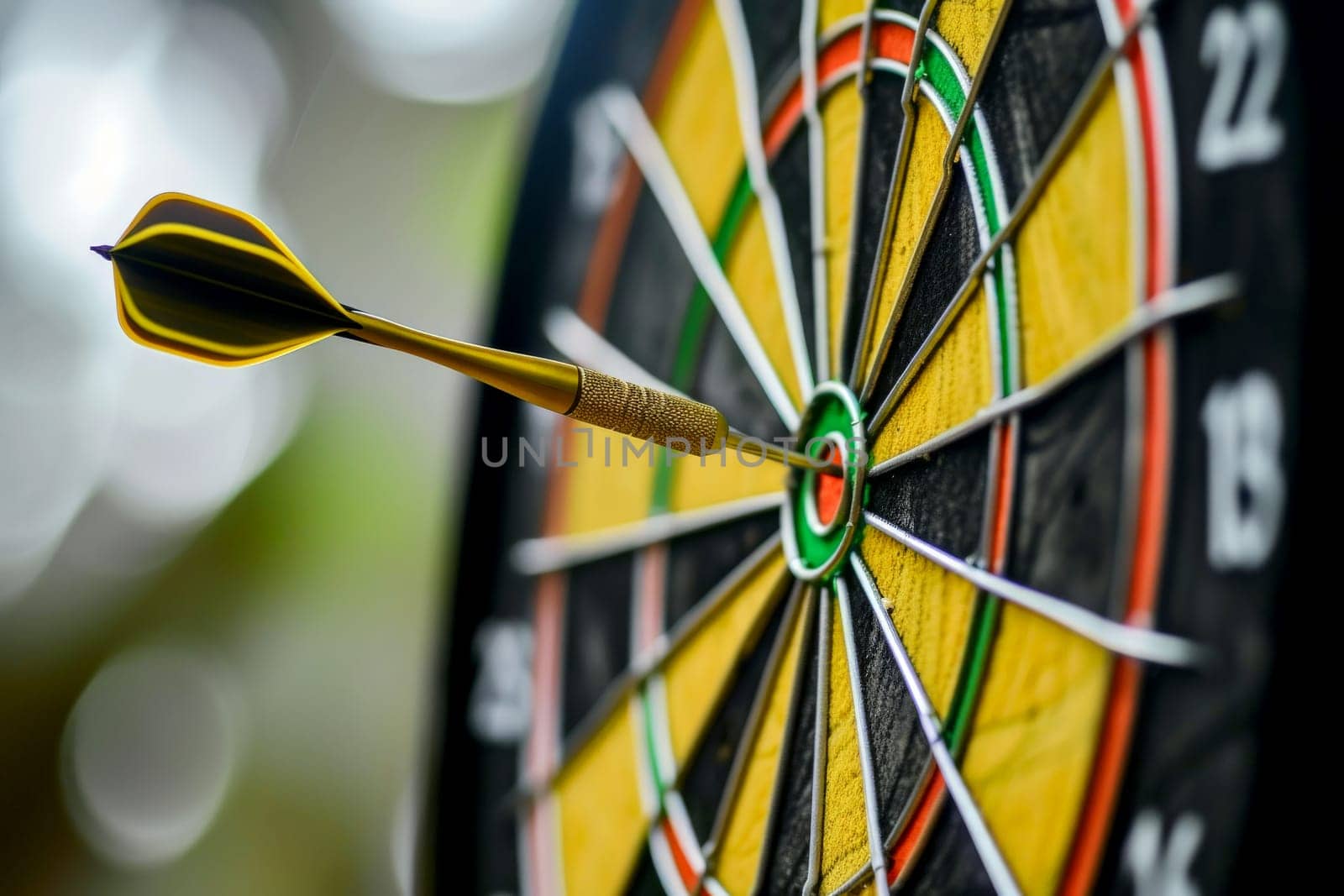 a dart hitting in the center of a target .business successful concept. Ai generative.