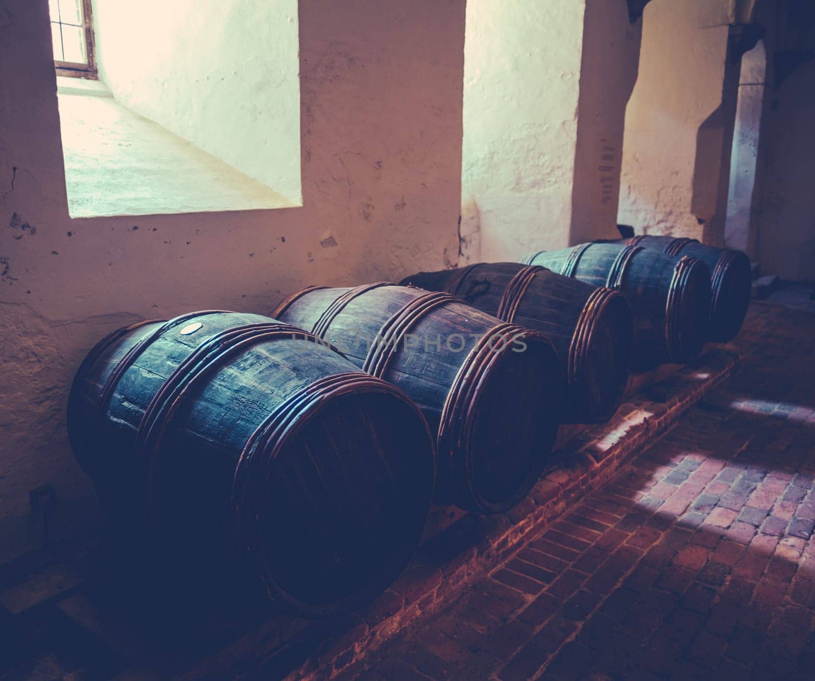 Barrels Of Wine In A Cellar by mrdoomits