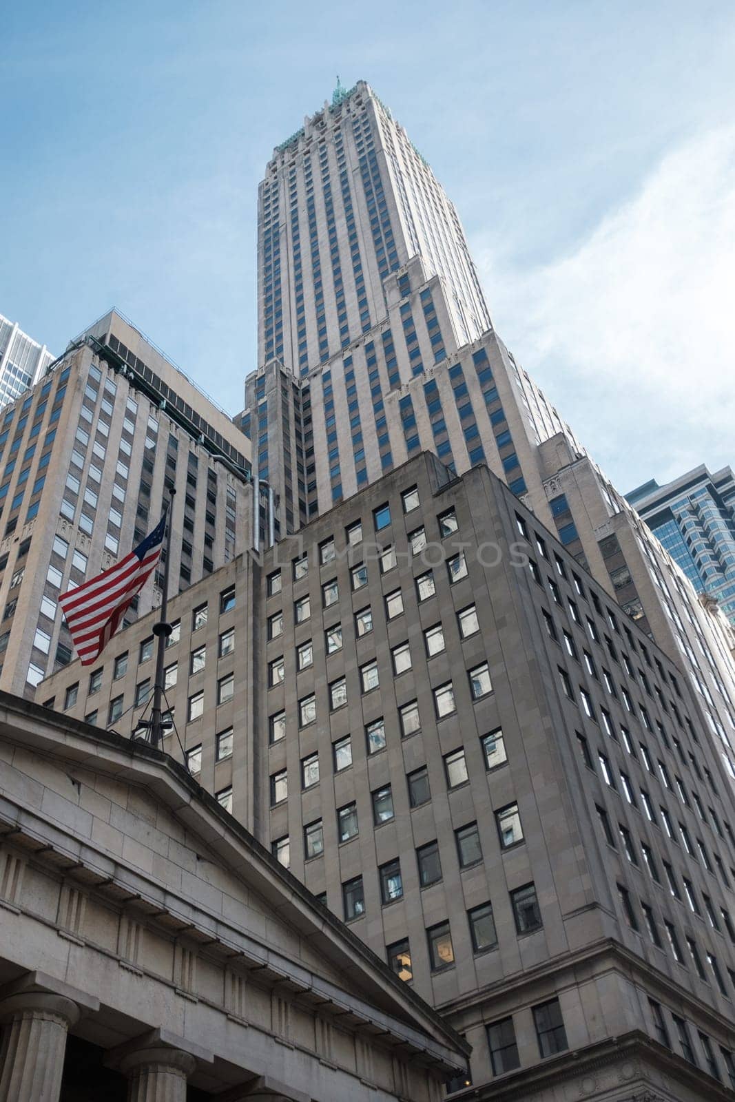 Federal Hall And The Skyscrapers Of Wall Street, Lower Manhattan, NYC