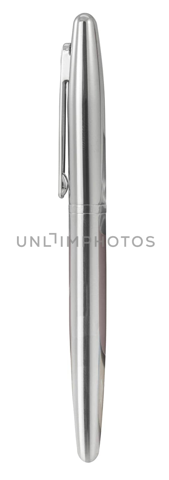 Elegant Metal Fountain Pen, Isolated On A White Background