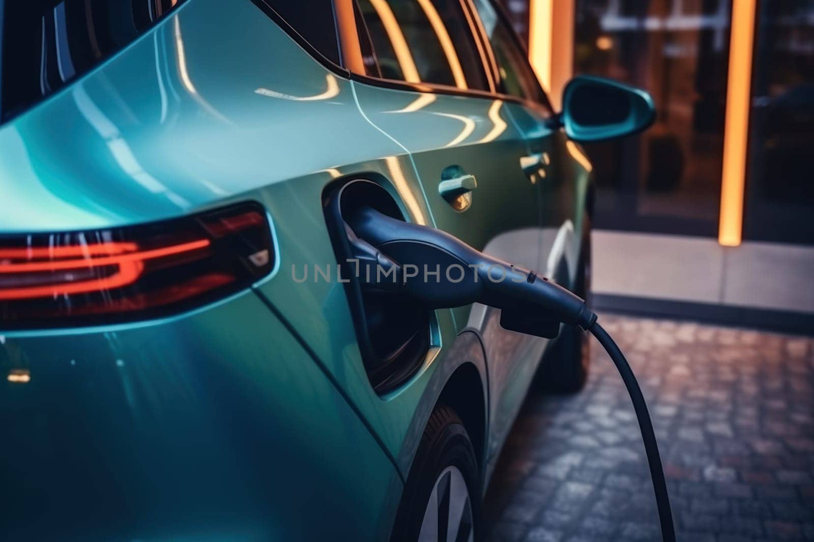 Photo of an electrical car charging stock photo.